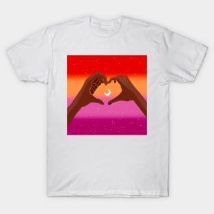 Sunset Lesbian Astrology Hands T-Shirt